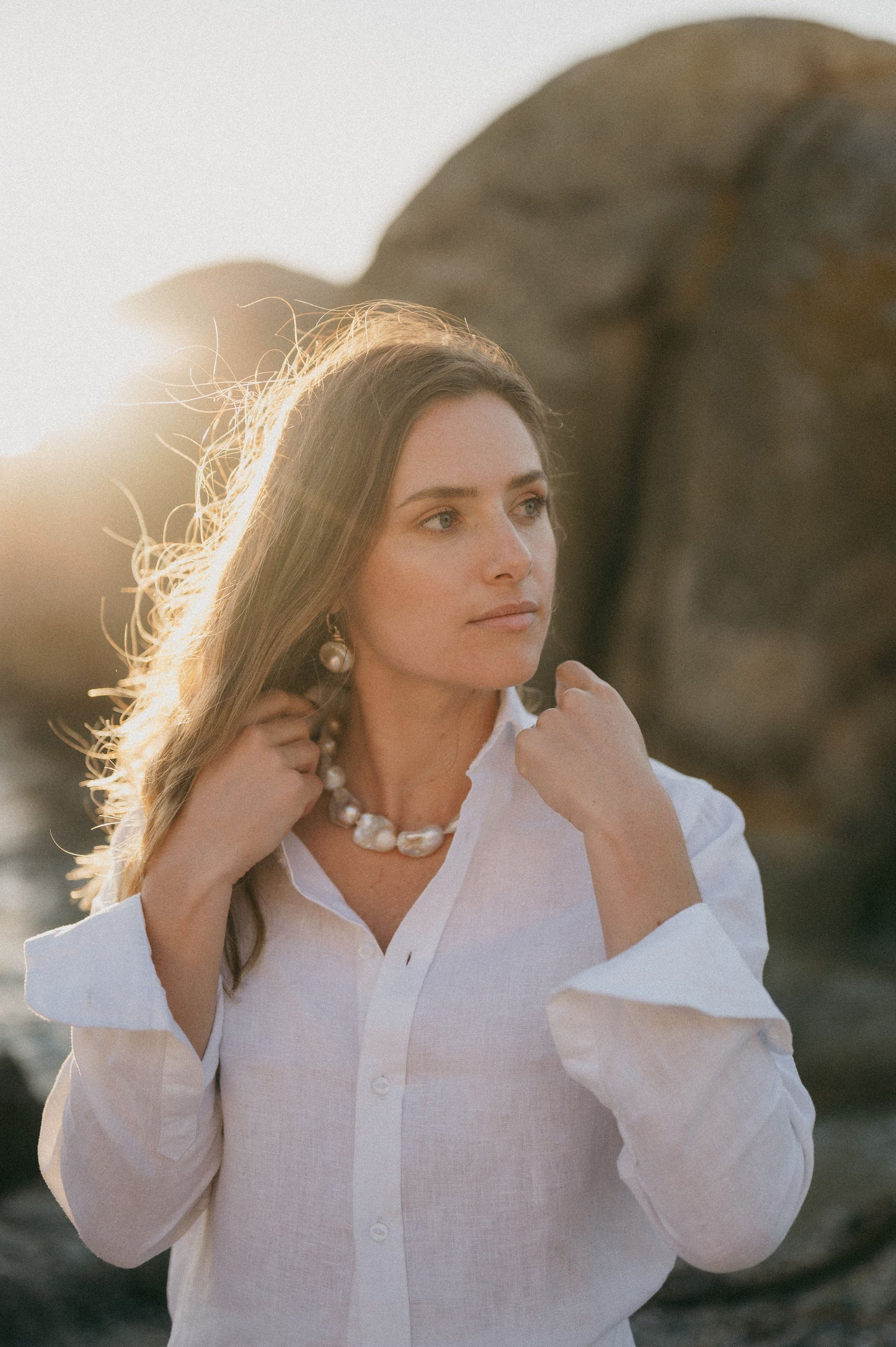 Ladies Classic White Linen Shirt