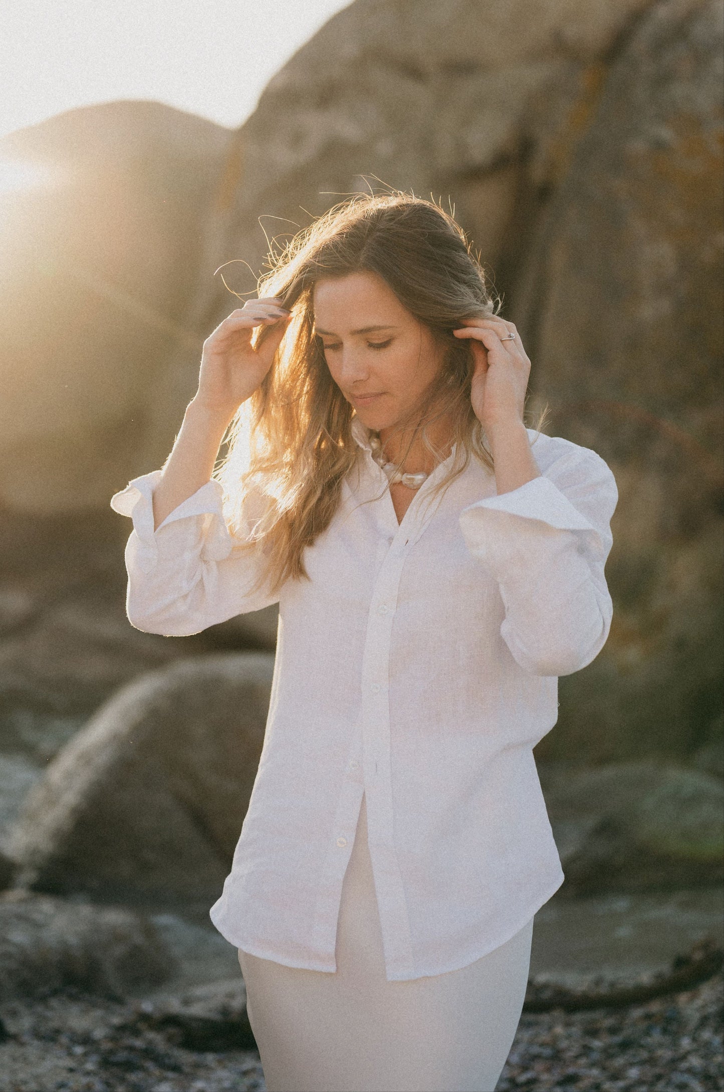 Ladies Classic White Linen Shirt