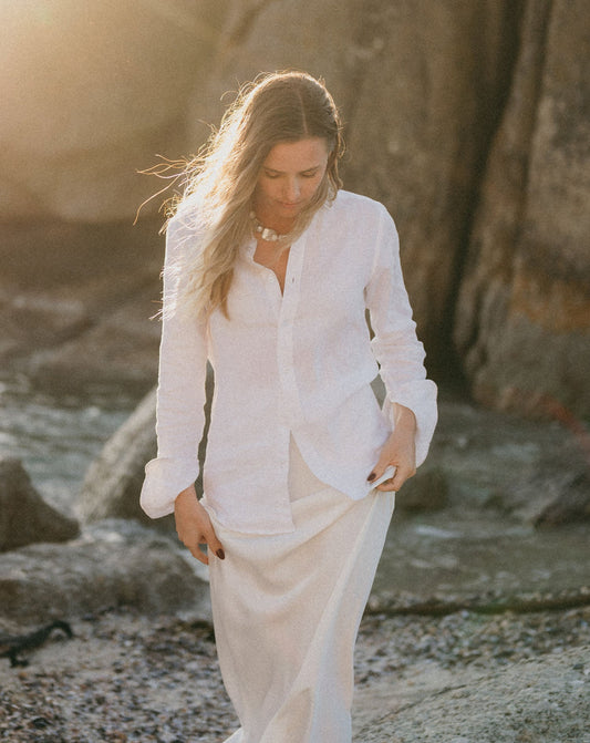 Ladies Classic White Linen Shirt