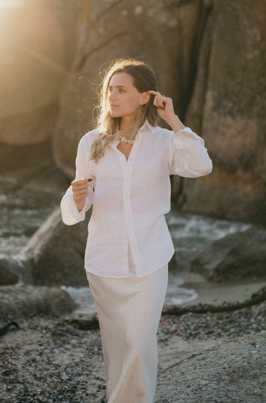 Ladies Classic White Linen Shirt
